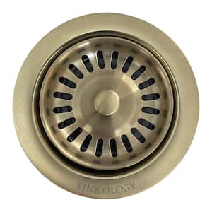 SinkSense 3.5 in. Disposal Flange Drain with Stopper in Satin Gold