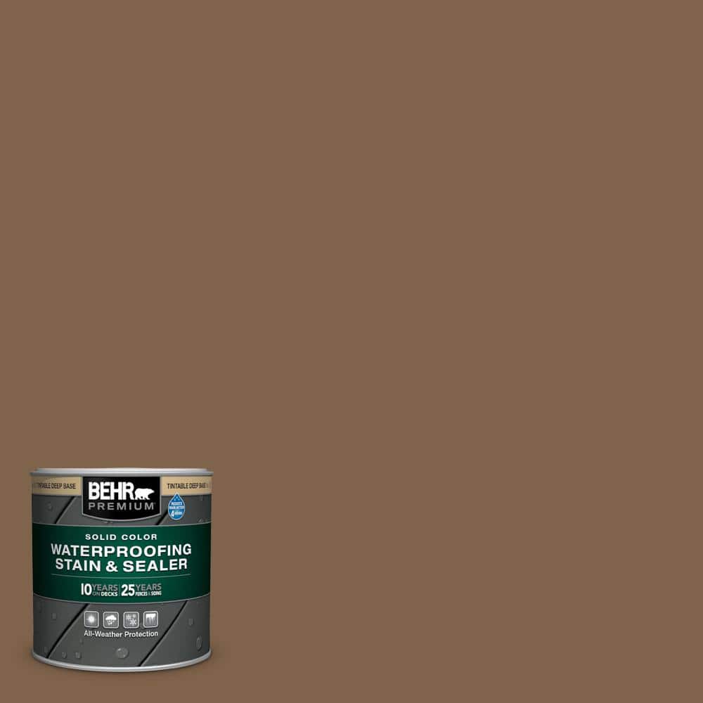 8 oz. #SC-109 Wrangler Brown Solid Color Waterproofing Exterior Wood Stain 