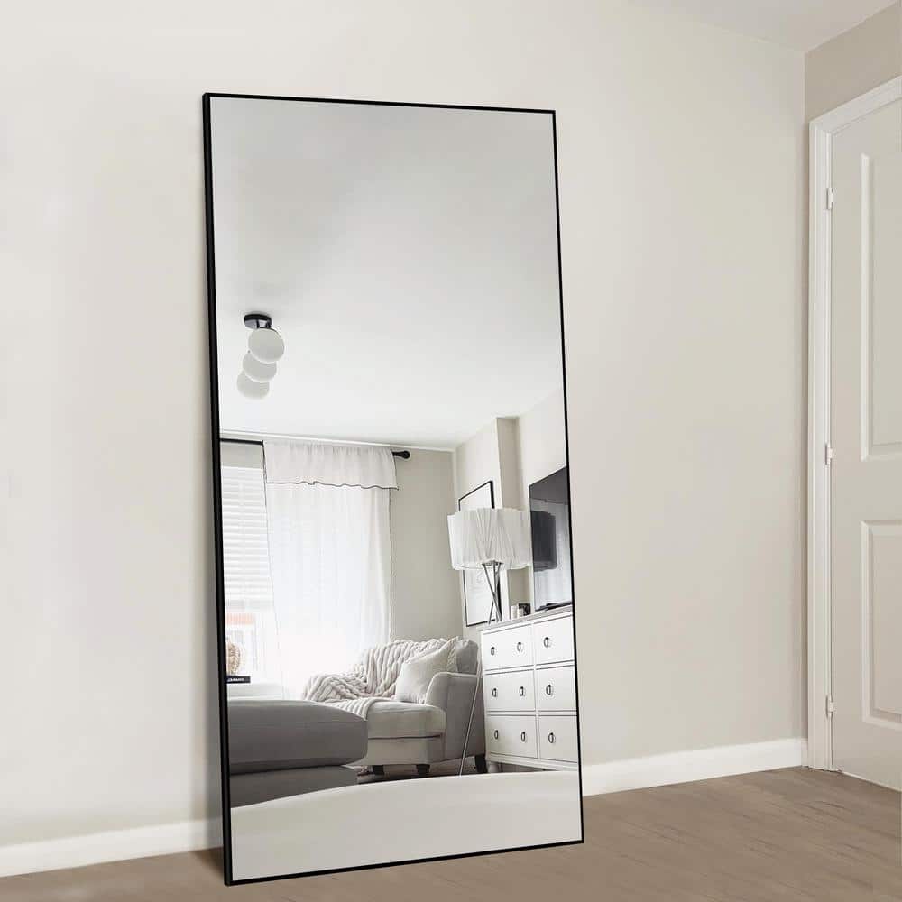 NeuType 65x22 Rectangular Full Length Floor Mirror with Stand Black