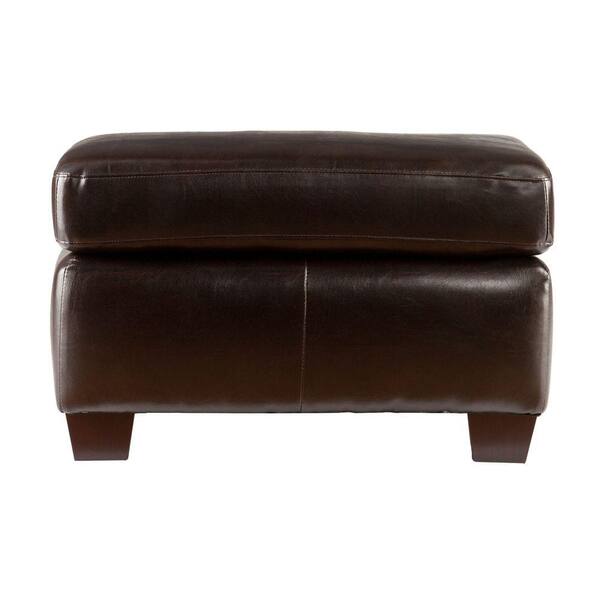 Southern Enterprises Donatello Brown Leather Ottoman