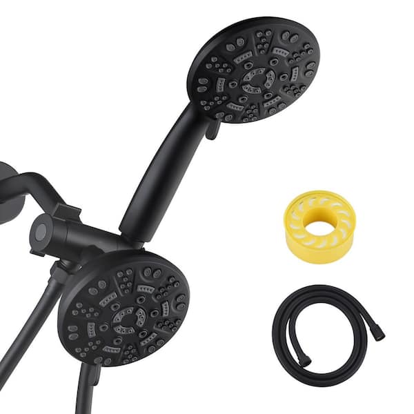 ARCORA 7-Spray Patterns with 1.8 GPM 4.5 in. Wall Mount Rain Fixed Shower Head in Matte Black