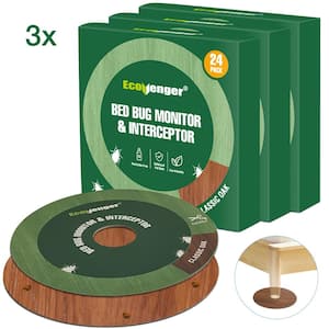 Bed Bug Monitor and Interceptor 24 Units x3, Super Sticky Glue Layer Traps Any Bed Bug Passing Beds and Futon Legs