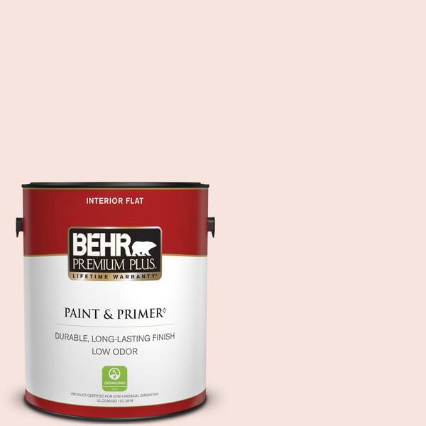 BEHR PREMIUM PLUS 1 gal. #160A-1 Cream Rose Flat Low Odor Interior Paint & Primer