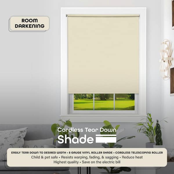 Cordless Room Darkening Vinyl Roller Shade