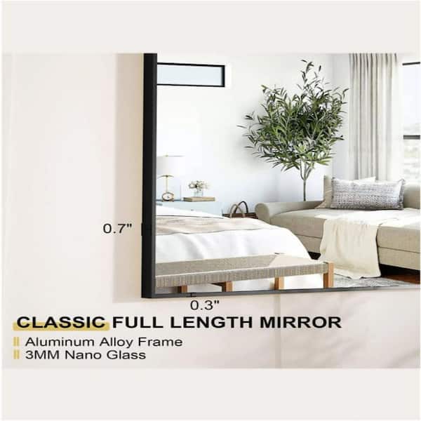 Black Frame 18 in. W x 58 in. H Rectangular Metal Full Length Mirror