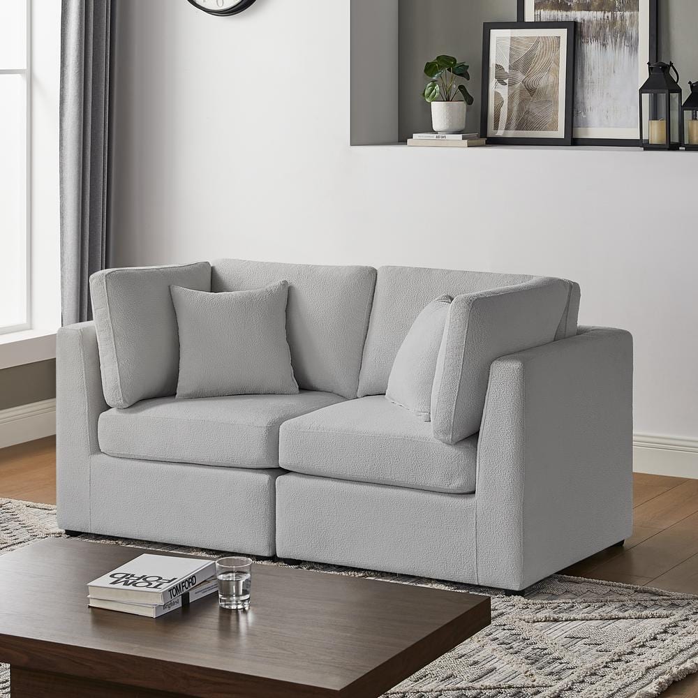 Chandler 66 in. Square Arm Polyester Fabric Rectangle Sofa in Gray