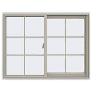 47.5 in. x 35.5 in. V-2500 Series Desert Sand Vinyl Right-Handed Sliding Window with Colonial Grids/Grilles