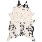Alferce Faux Cowhide Off-White/Black 6 ft. x 8 ft. Shaped Accent Rug