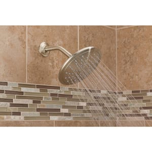 Eco-Performance 1-Spray Patterns 8 in. Single Wall Mount Low Flow Fixed Shower Head in Brushed Nickel