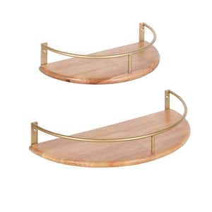 Camryn 8.00 in. x 15.50 in. Natural Wood Floating Decorative Wall Shelf Set of 2