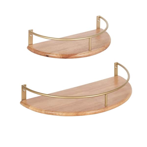 Kate and Laurel Camryn 8.00 in. x 15.50 in. Natural Wood Floating Decorative Wall Shelf Set of 2