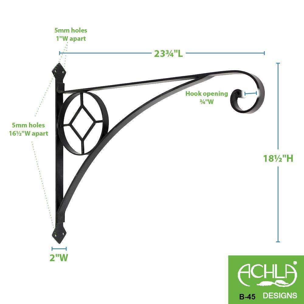 23.5" Black Wrought Iron Geometric Corona Shelf Bracket