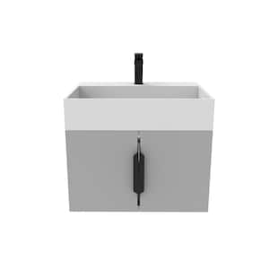 Maranon 24 in. W x 18.9 in. D x 19.25 in. H Single Sink Bath Vanity in Gray with Black Trim with White Top