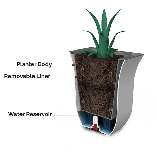 Mayne Valencia 8 in. Single Square Self-Watering Red