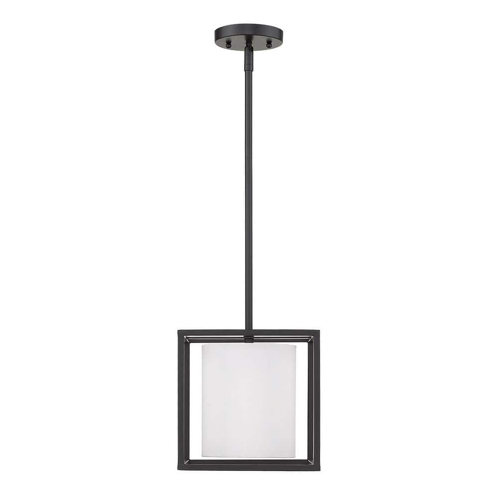 Golden Manhattan 9" Mini Pendant in Matte Black with White Shade