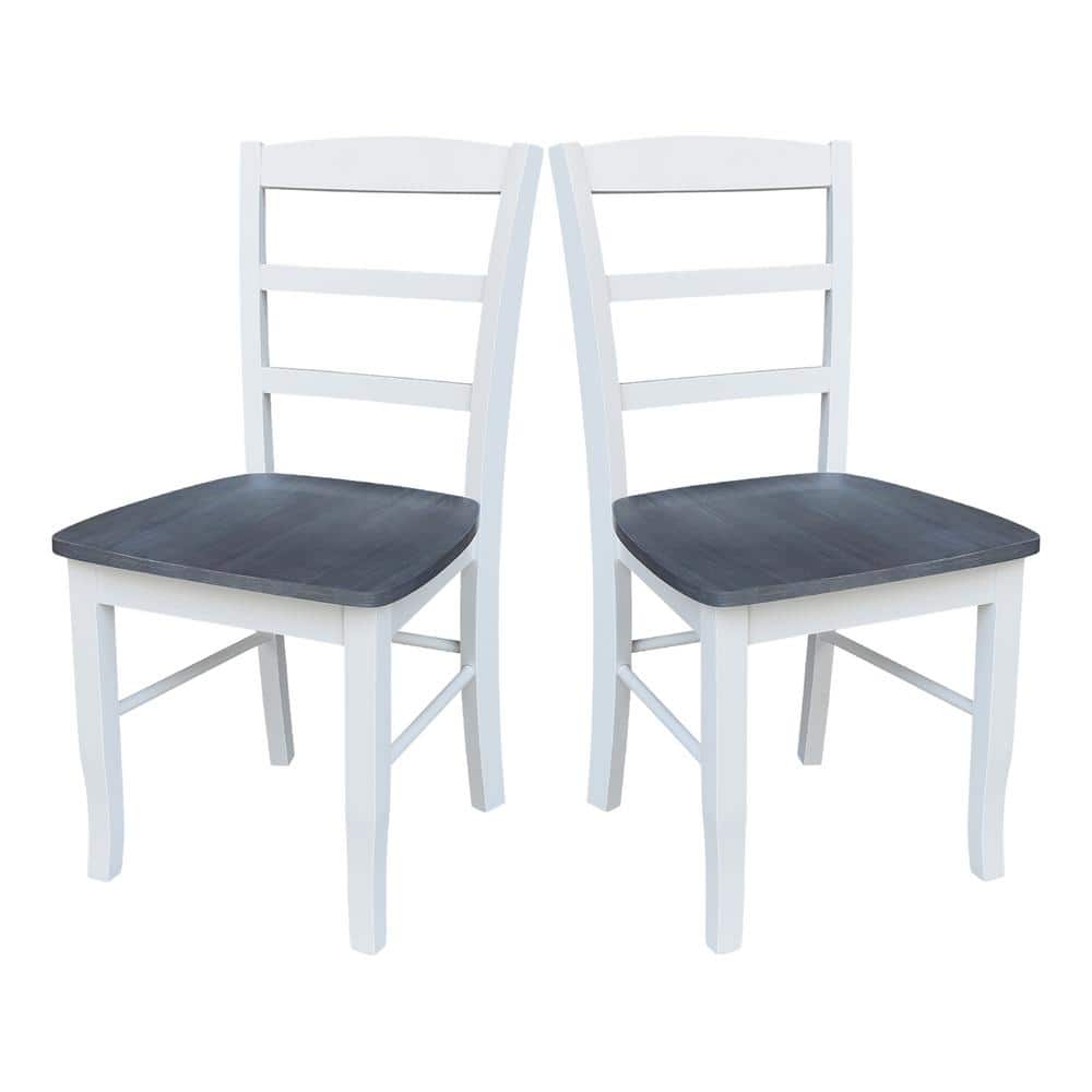 White and Heather Gray High Ladderback Solid Wood Side Chair