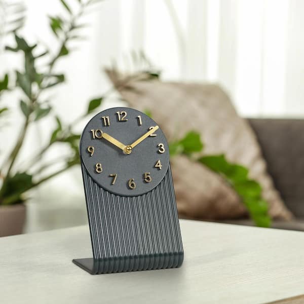 La Crosse Clock Grooves Midnight Gray Quartz Analog Tabletop Clock