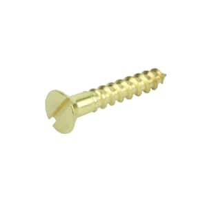 #4 x 1/2 in. Brass Flat-Head Slotted Drive Wood Screw (7-Piece)