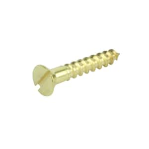 #6 x 1 in. Brass Flat Head Slotted Drive Wood Screw (4-Pack)