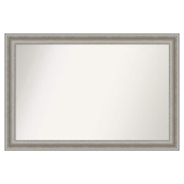 Amanti Art Parlor Silver 51.5 in. x 34.5 in. Cusom Non-Beveled Framed Bathroom Vanity Wall Mirror