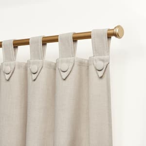 Peterson Natural Solid Light Filtering Tuxedo Tab Top Curtain, 54 in. W x 63 in. L (Set of 2)