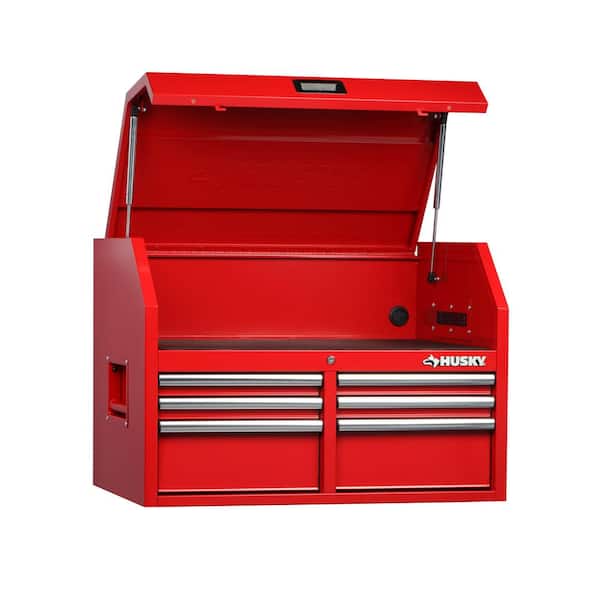 Husky 36 in. W 6-Drawer, Deep Tool Chest in Gloss Red