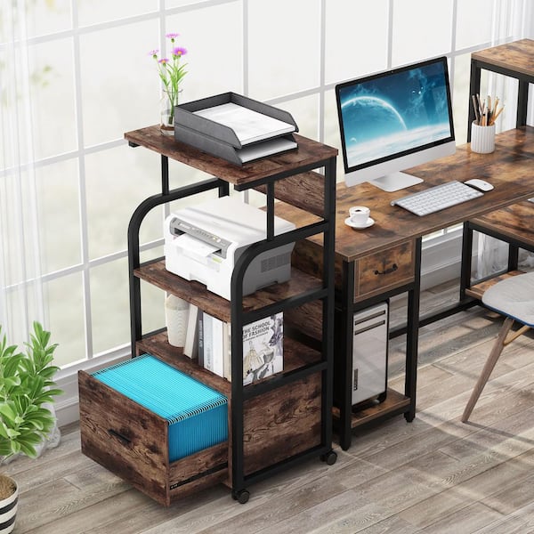 Printer Stand Shelf Printer Stand-Small Stand 3-Layer Desktop Wooden  Desktop Printer Shelf Storage Office File Small Bookshelf Shelf Printer  Desktop