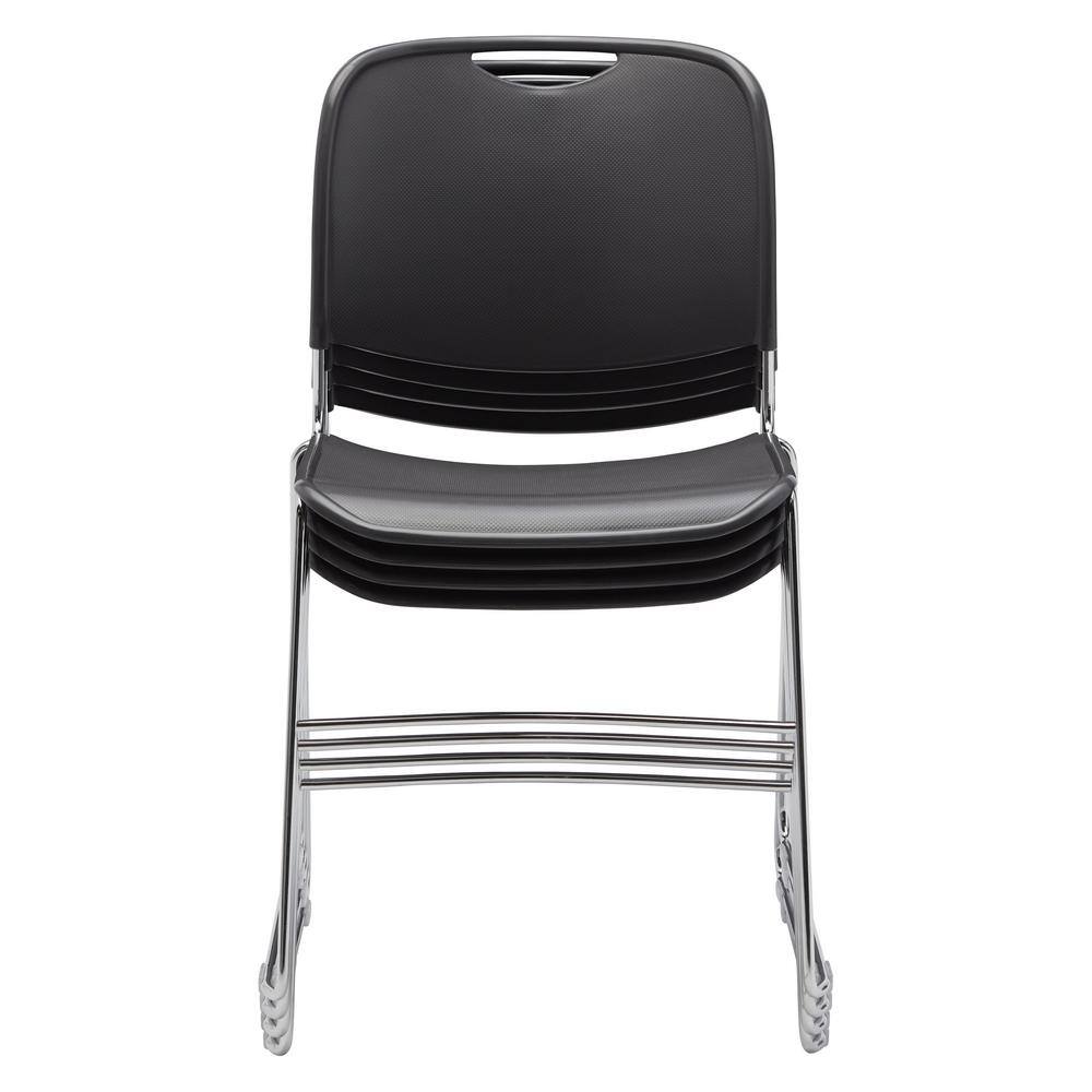 Gunmetal Ultra-Compact Stackable Chair with Chrome Frame - Set of 4