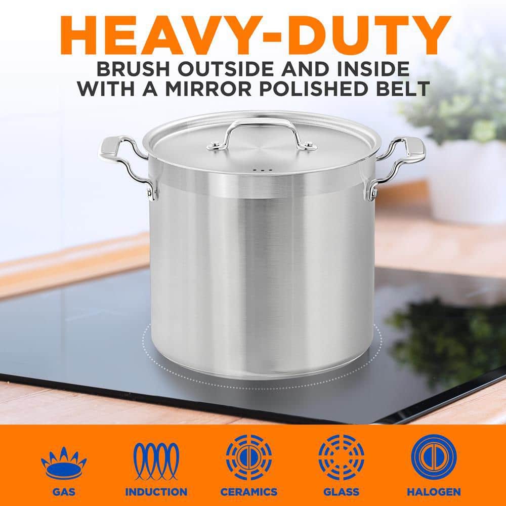 NutriChef 20 Quart Stainless Steel Induction Stockpot with Lid