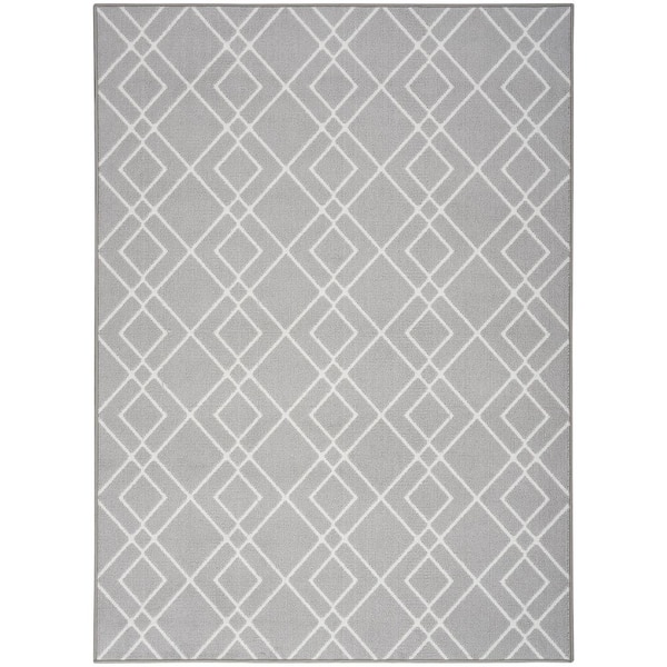 Nourison Modern Lines Silver 4 ft. x 6 ft. Geometric Contemporary Area Rug