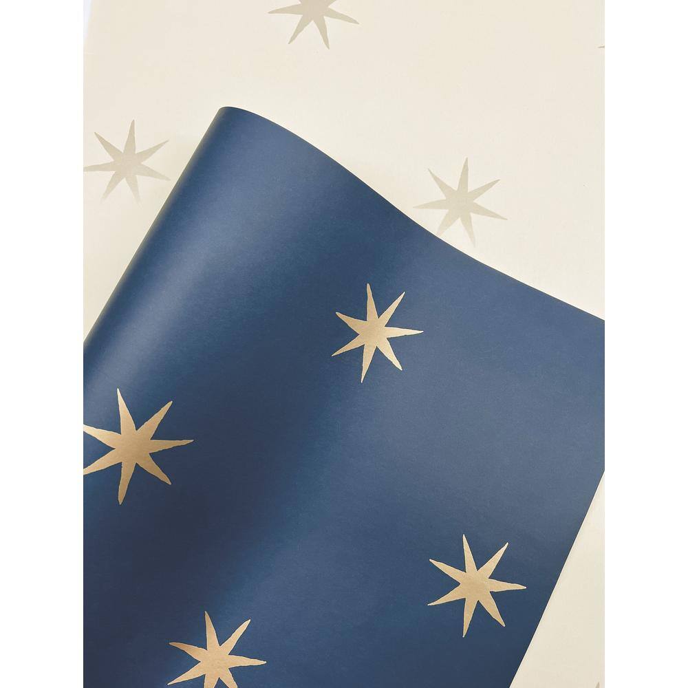 Wicker Beige and Metallic Glint Star Peel and Stick Wallpaper