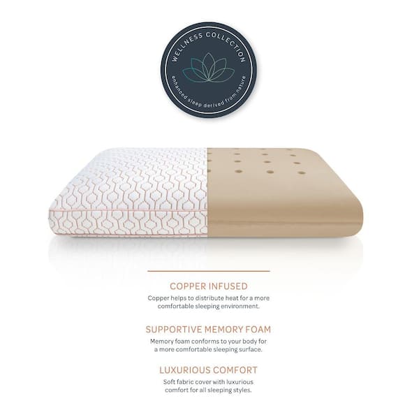 SensorPEDIC Wellness Collection Medium Support Copper Infused Memory Foam Oversized Pillow