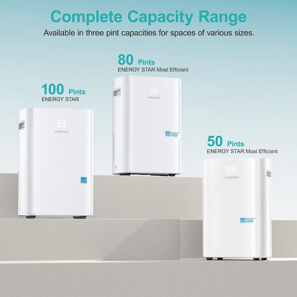 50 Pint 4500 sq. ft. Energy Star Dehumidifier for Home and Basements with Smart Humidity Control, White