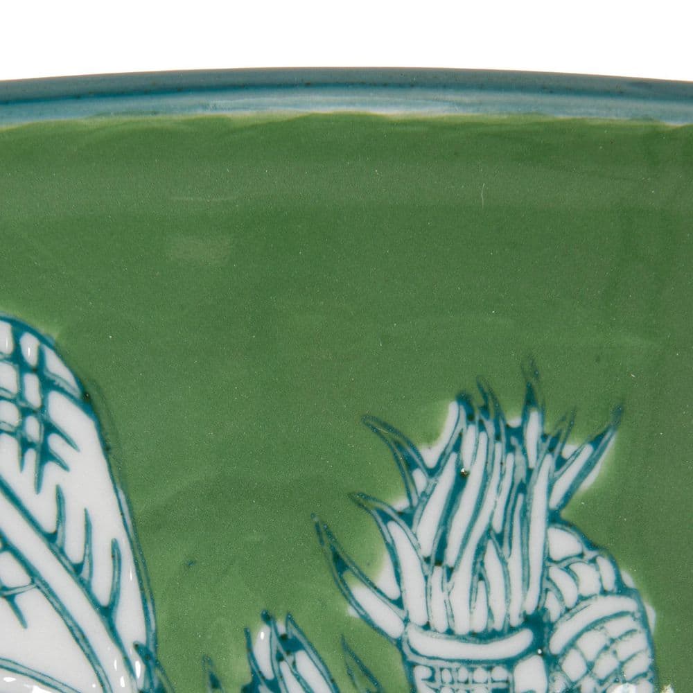 82 fl. oz. Lilia Green Stoneware Pedestal Bowl