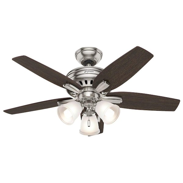 Hunter Newsome 42 in. Indoor Brushed Nickel Ceiling Fan with 3-Light
