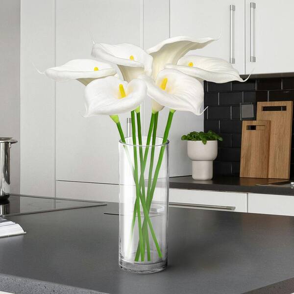 LIVING LUXURY 30 in. Cream White Artificial Calla Lily Flower Stem