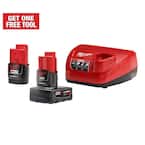 Milwaukee M12 12-Volt Lithium-Ion 4.0 Ah & 2.0 Ah Battery and Charger Kit