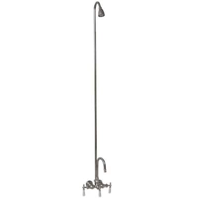 3-Handle Claw Foot Tub Faucet without Hand Shower with Riser in Chrome