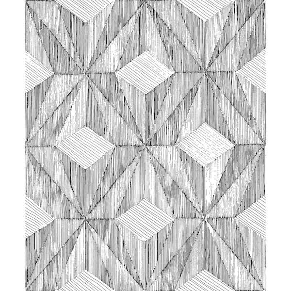 A-Street Prints Paragon Black Geometric Black Wallpaper Sample
