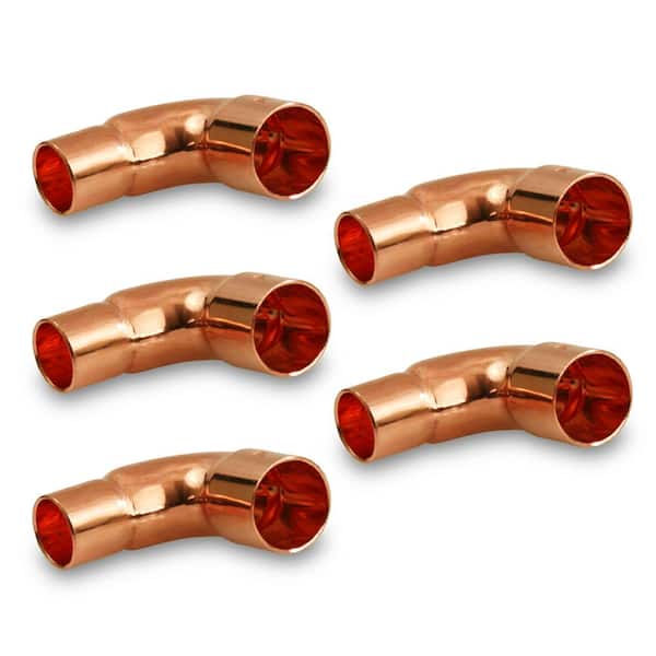 The Plumber's Choice 1/2 in. x 3/8 in. C x C Short Radius Copper 90-Degree Reducing Elbow Fitting with 2 Solder Cups (Pack of 5)