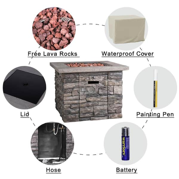 VEIKOUS 31 in. Square Outdoor Gas Fire Pit Propane 50000 BTU with Lid and  Cover, Free Lava Rocks PG0601-04 - The Home Depot