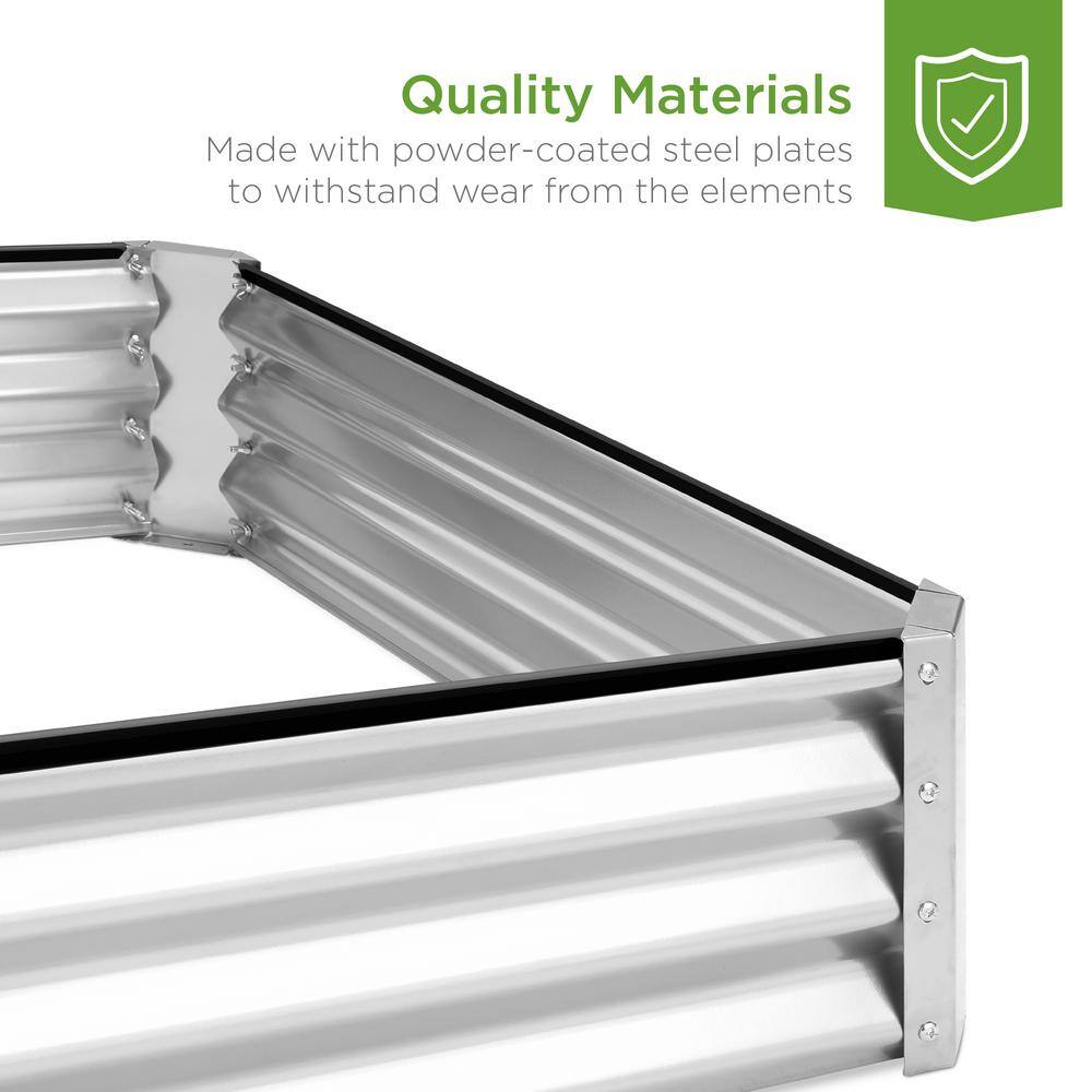 Silver Outdoor Steel Raised Garden Bed Planter Box