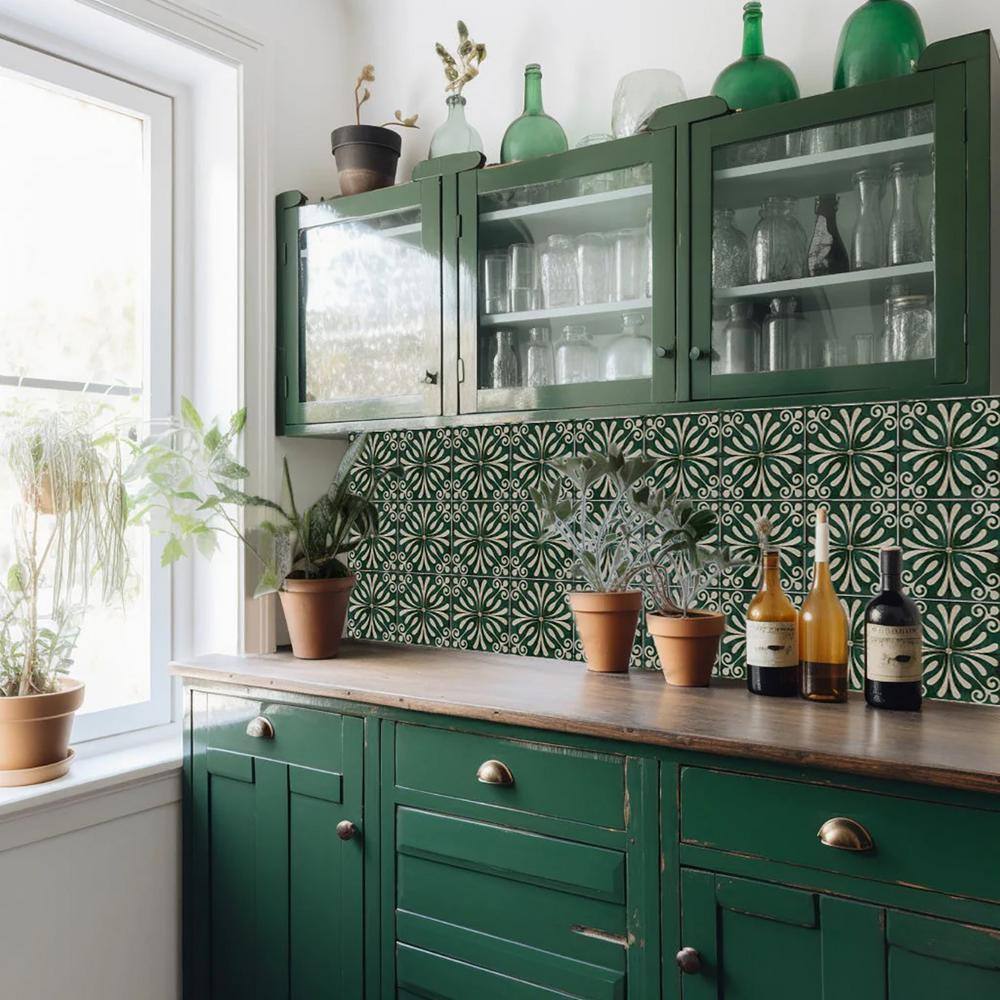 Dark Green and Beige 12x12-inch Vinyl Peel and Stick Mosaic Tile Set