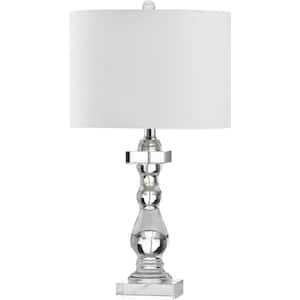 Delta 27.5 in. Clear Square Disc Table Lamp with White Shade