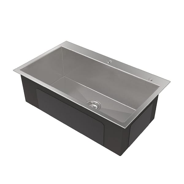 Inoxa 32 in. x 19 in. Drop-In Single Bowl 16-Gauge Stainless Steel Kitchen Sink in Brushed Nickel