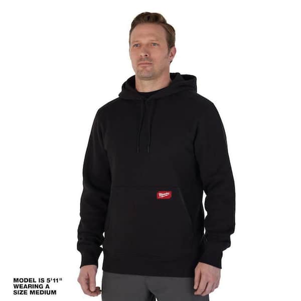 Men's 2X-Large Black Midweight Cotton/Polyester Long-Sleeve Pullover Hoodie