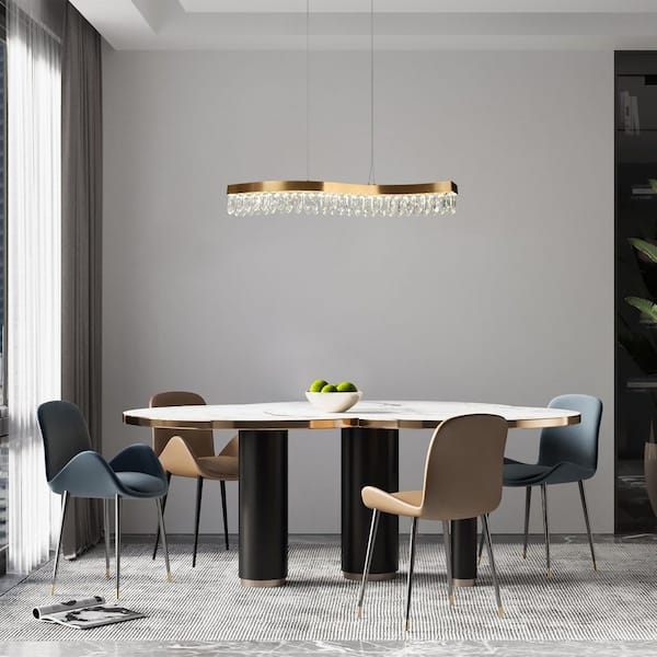Sibyl 1-Light Dimmable Integrated LED Plating Brass Crystal Linear Chandelier