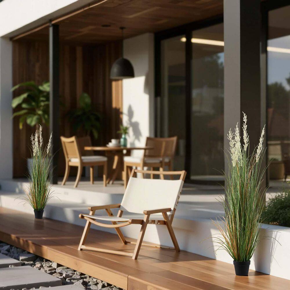 Artificial Grass Plant, 2 Pack 47 in. Reed Flower Grass in Pot, PVC Faux Greenery for Indoor/Outdoor Decor, Green price history on PriceWatchPro