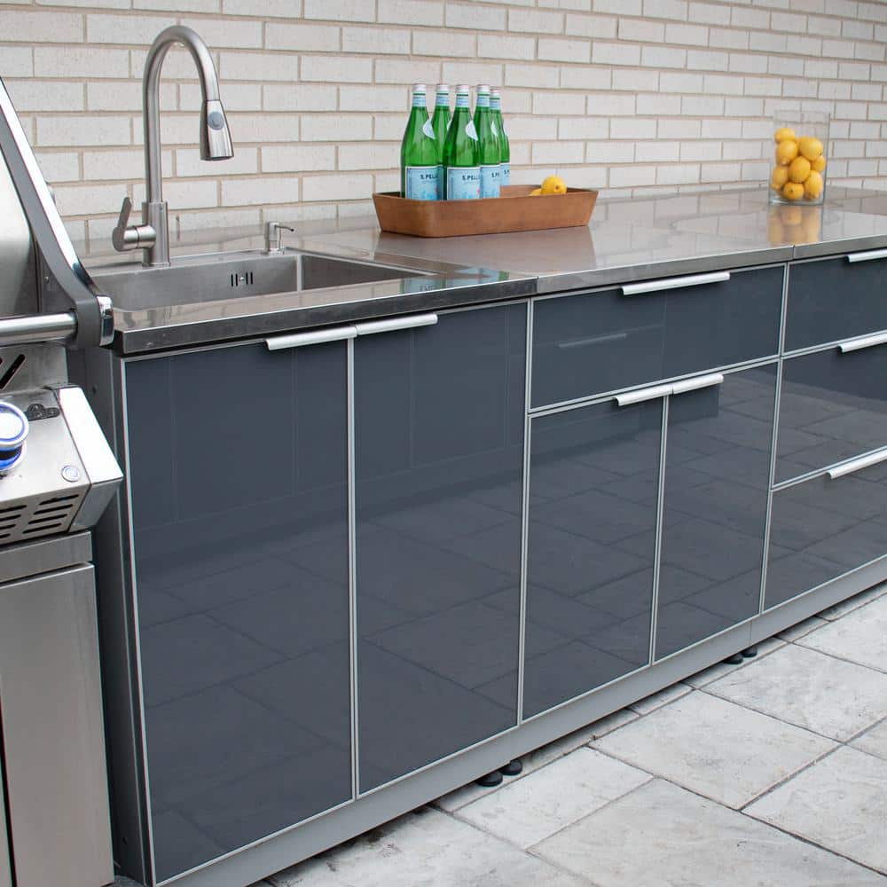 Slate Gray Aluminum Modular Outdoor Kitchen Cabinet