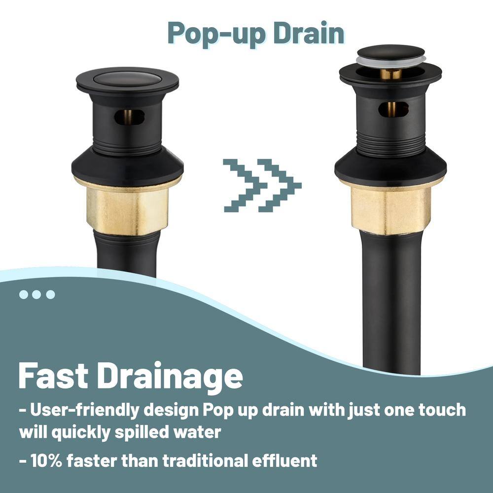 Matte Black Stainless Steel Centerset Bathroom Faucet with Drain